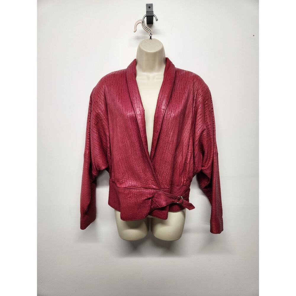 Vintage Outerwear By Phoenix Women's Textured Leather Jacket, Size Med. Hot Pink